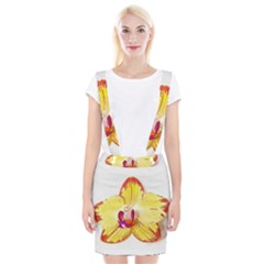 Phalaenopsis Yellow Flower, Floral Oil Painting Art Braces Suspender Skirt by picsaspassion