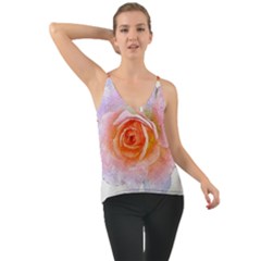 Pink Rose Flower, Floral Oil Painting Art Cami by picsaspassion