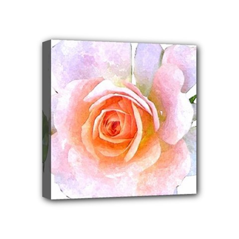 Pink Rose Flower, Floral Watercolor Aquarel Painting Art Mini Canvas 4  X 4  by picsaspassion