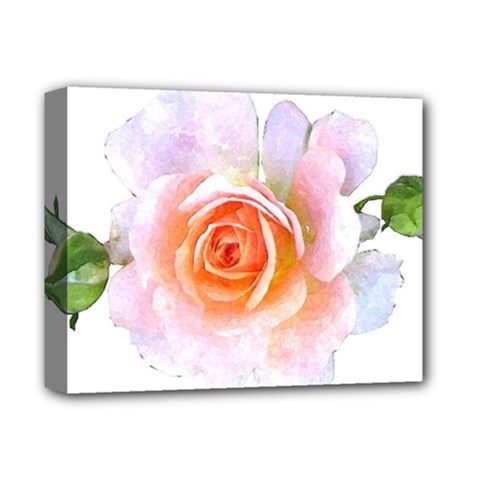 Pink Rose Flower, Floral Watercolor Aquarel Painting Art Deluxe Canvas 14  X 11  by picsaspassion