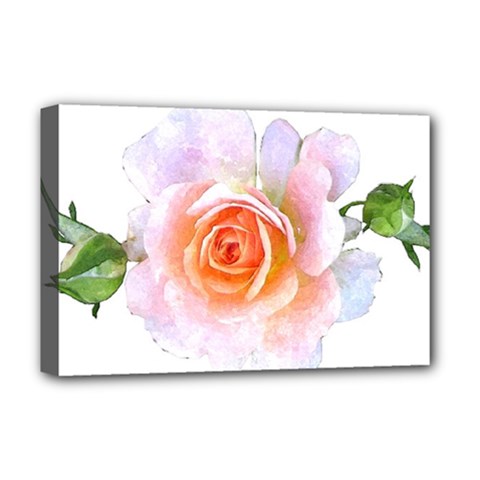 Pink Rose Flower, Floral Watercolor Aquarel Painting Art Deluxe Canvas 18  X 12   by picsaspassion