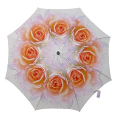 Pink Rose Flower, Floral Watercolor Aquarel Painting Art Hook Handle Umbrellas (medium) by picsaspassion