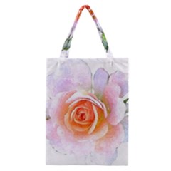 Pink Rose Flower, Floral Watercolor Aquarel Painting Art Classic Tote Bag by picsaspassion