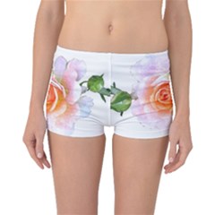 Pink Rose Flower, Floral Watercolor Aquarel Painting Art Boyleg Bikini Bottoms by picsaspassion