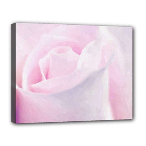 Rose Pink Flower, Floral Aquarel - Watercolor Painting Art Canvas 14  X 11  by picsaspassion