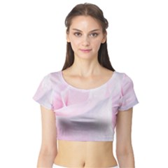 Rose Pink Flower, Floral Aquarel - Watercolor Painting Art Short Sleeve Crop Top by picsaspassion