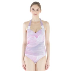 Rose Pink Flower, Floral Aquarel - Watercolor Painting Art Halter Swimsuit