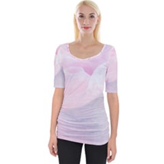 Rose Pink Flower, Floral Aquarel - Watercolor Painting Art Wide Neckline Tee