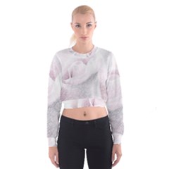 Rose Pink Flower  Floral Pencil Drawing Art Cropped Sweatshirt by picsaspassion