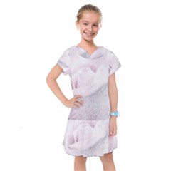 Rose Pink Flower  Floral Pencil Drawing Art Kids  Drop Waist Dress