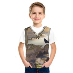 The Lonely Wolf On The Flying Rock Kids  Sportswear by FantasyWorld7