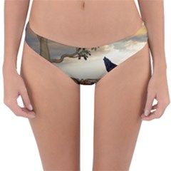 The Lonely Wolf On The Flying Rock Reversible Hipster Bikini Bottoms by FantasyWorld7