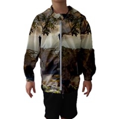 The Lonely Wolf On The Flying Rock Hooded Wind Breaker (kids)