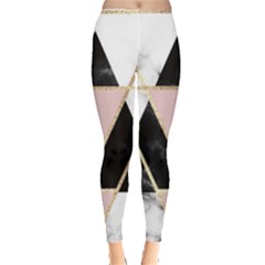 Triangles,gold,black,pink,marbles,collage,modern,trendy,cute,decorative, Leggings  by NouveauDesign