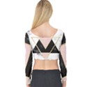 Triangles,gold,black,pink,marbles,collage,modern,trendy,cute,decorative, Long Sleeve Crop Top View2