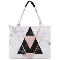 Triangles,gold,black,pink,marbles,collage,modern,trendy,cute,decorative, Mini Tote Bag by NouveauDesign