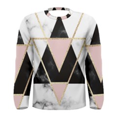 Triangles,gold,black,pink,marbles,collage,modern,trendy,cute,decorative, Men s Long Sleeve Tee by NouveauDesign