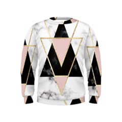 Triangles,gold,black,pink,marbles,collage,modern,trendy,cute,decorative, Kids  Sweatshirt by NouveauDesign