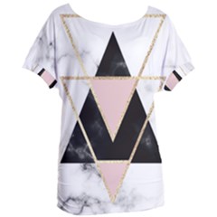 Triangles,gold,black,pink,marbles,collage,modern,trendy,cute,decorative, Women s Oversized Tee by NouveauDesign