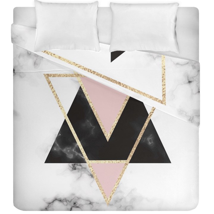 Triangles,gold,black,pink,marbles,collage,modern,trendy,cute,decorative, Duvet Cover Double Side (King Size)