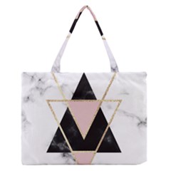 Triangles,gold,black,pink,marbles,collage,modern,trendy,cute,decorative, Zipper Medium Tote Bag by NouveauDesign