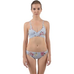 Floral Blue Wrap Around Bikini Set by NouveauDesign