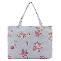 Floral Blue Zipper Medium Tote Bag by NouveauDesign