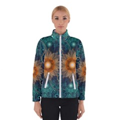 Beautiful Tangerine Orange And Teal Lotus Fractals Winterwear by jayaprime