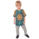 Beautiful Tangerine Orange and Teal Lotus Fractals Kids Raglan Tee View1