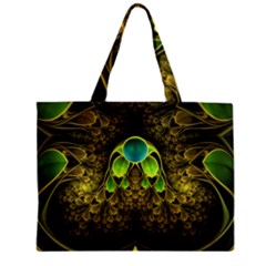 Beautiful Gold And Green Fractal Peacock Feathers Zipper Mini Tote Bag by jayaprime