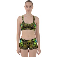 Beautiful Gold And Green Fractal Peacock Feathers Women s Sports Set by jayaprime