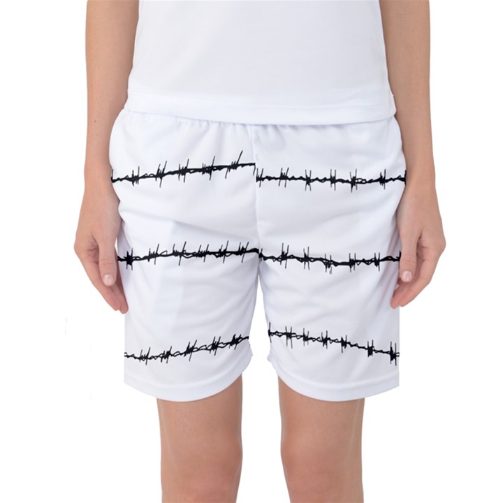 Barbed Wire Black Women s Basketball Shorts