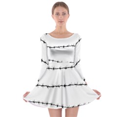 Barbed Wire Black Long Sleeve Skater Dress