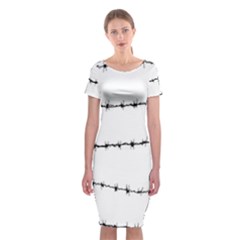 Barbed Wire Black Classic Short Sleeve Midi Dress