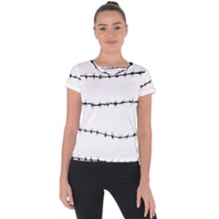 Barbed Wire Black Short Sleeve Sports Top  by Mariart