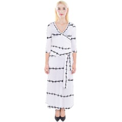 Barbed Wire Black Quarter Sleeve Wrap Maxi Dress