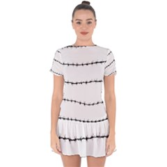 Barbed Wire Black Drop Hem Mini Chiffon Dress