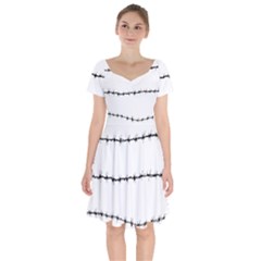 Barbed Wire Black Short Sleeve Bardot Dress