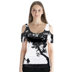 Black Father Daughter Natural Hill Butterfly Sleeve Cutout Tee 