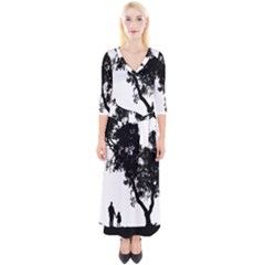 Black Father Daughter Natural Hill Quarter Sleeve Wrap Maxi Dress