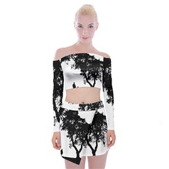 Black Father Daughter Natural Hill Off Shoulder Top With Mini Skirt Set