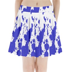 Blue Plaint Splatter Pleated Mini Skirt