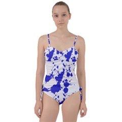 Blue Plaint Splatter Sweetheart Tankini Set