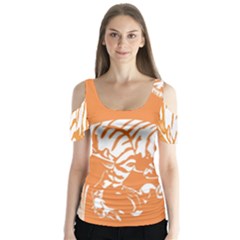 Animals Dinosaur Ancient Times Butterfly Sleeve Cutout Tee 