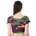 Camuflage Flag Green Purple Grey Short Sleeve Crop Top View2