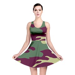 Camuflage Flag Green Purple Grey Reversible Skater Dress by Mariart