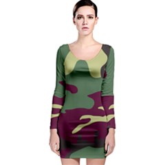 Camuflage Flag Green Purple Grey Long Sleeve Bodycon Dress by Mariart