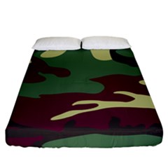 Camuflage Flag Green Purple Grey Fitted Sheet (california King Size)