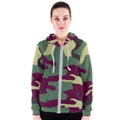 Camuflage Flag Green Purple Grey Women s Zipper Hoodie by Mariart