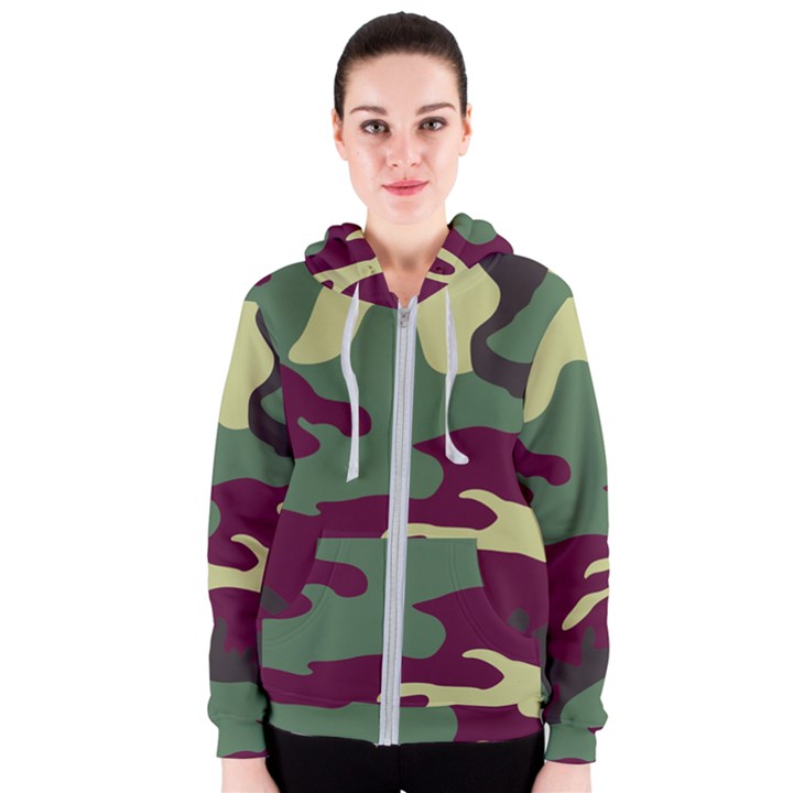 Camuflage Flag Green Purple Grey Women s Zipper Hoodie